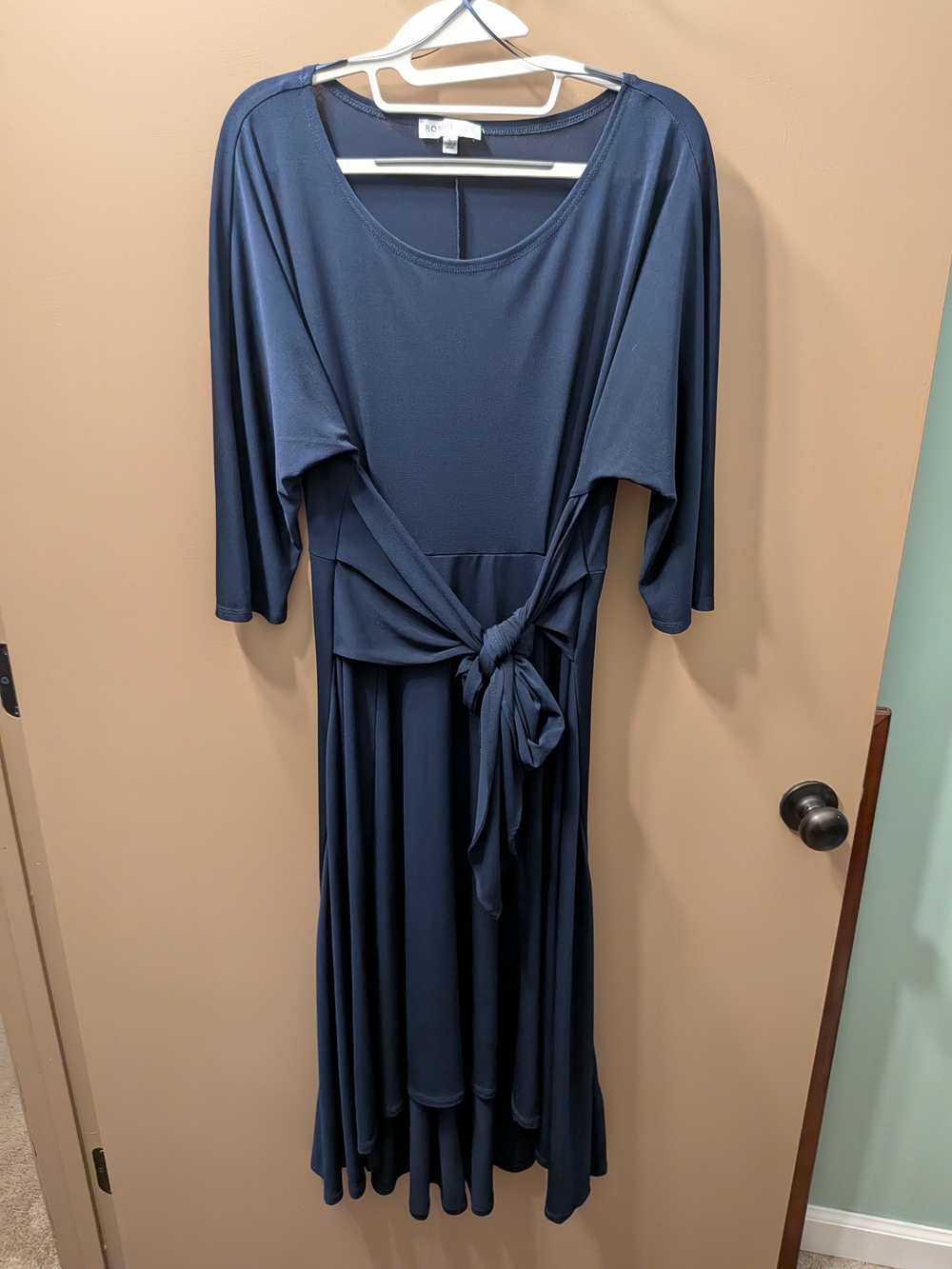 Robbie Bee Navy Tie-Waist Midi Dress